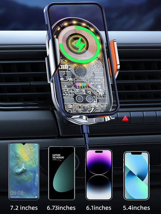 15W Transparent Car Wireless Fast Charger Automatic Car Mount Phone Holder