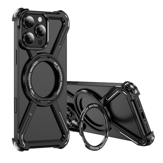 360 Rotation Holder Heat Dissipation Simple Aluminum Alloy Frameless Magnetic Phone Case for iPhone