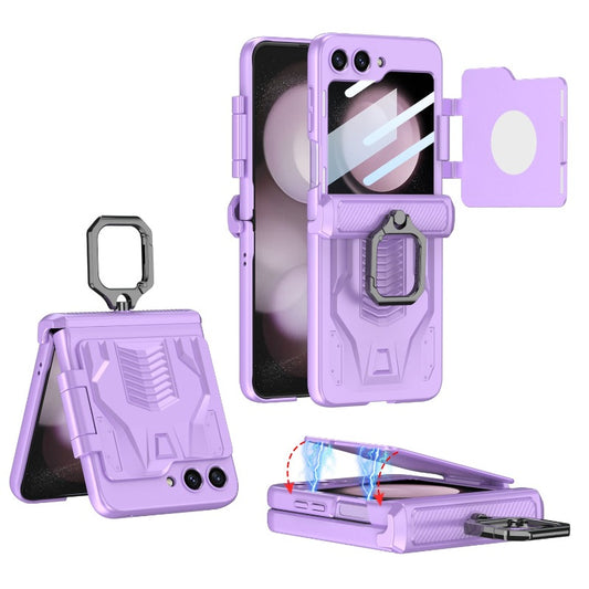 Magnetic Hinge Armor Phone Armor Case With Ring Bracket And Screen  For Samsung Galaxy Z Flip 5