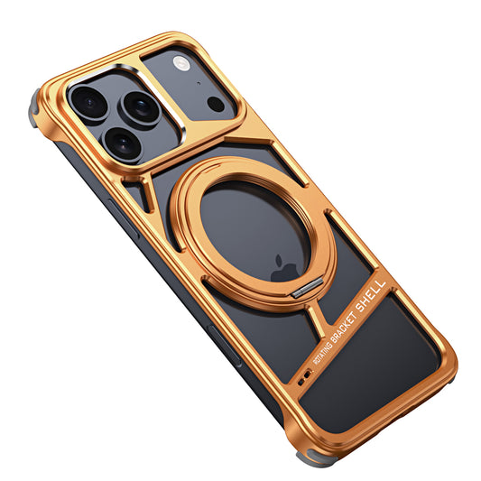 Hollow Out Aluminium Alloy Metal Magnetic Case With  Rotation Bracket For iPhone
