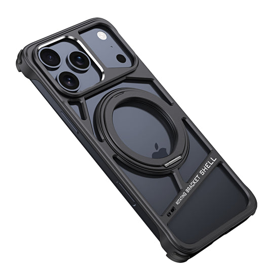 Hollow Out Aluminium Alloy Metal Magnetic Case With  Rotation Bracket For iPhone