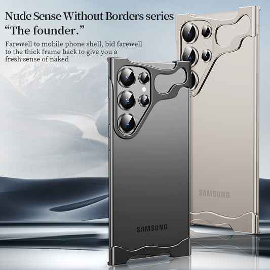 Aluminum Alloy Bumper Metal Corner Pad Phone Case  With Lens Film For Samsung S24 S23