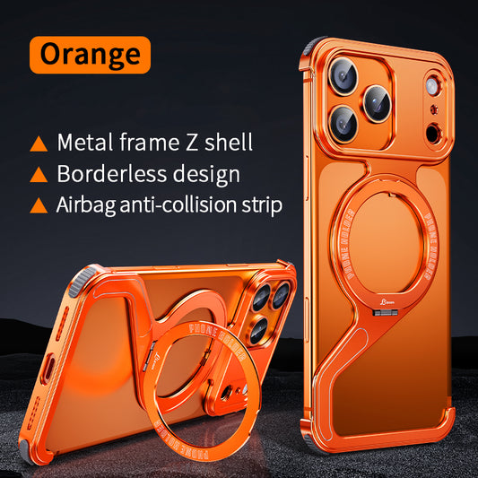 Aluminum Alloy Z-Shaped Metal Frame Magsafe Phone Case With Magnetic Ring For iPhone