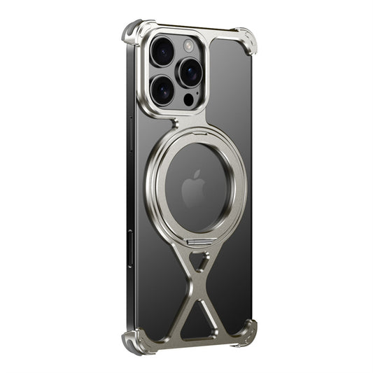 Aluminum Alloy Metal Magsafe Phone Case With 360° Rotation Holder For iPhone