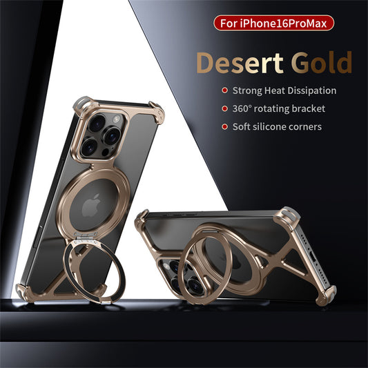 Aluminum Alloy Metal Magsafe Phone Case With 360° Rotation Holder For iPhone