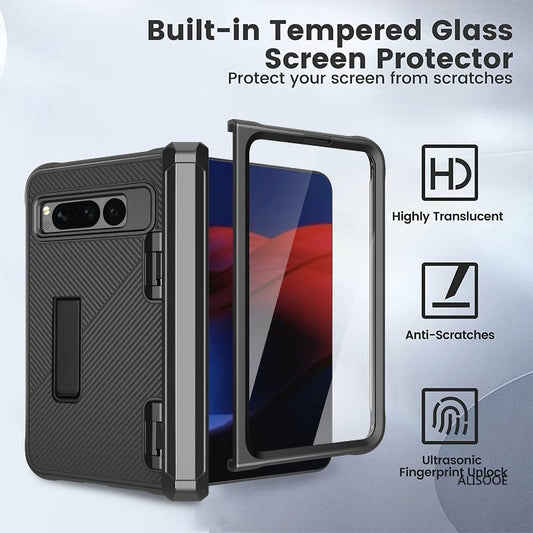 Armor Hinge Kickstand Hard Plastic Phone Case For Google Pixel Fold