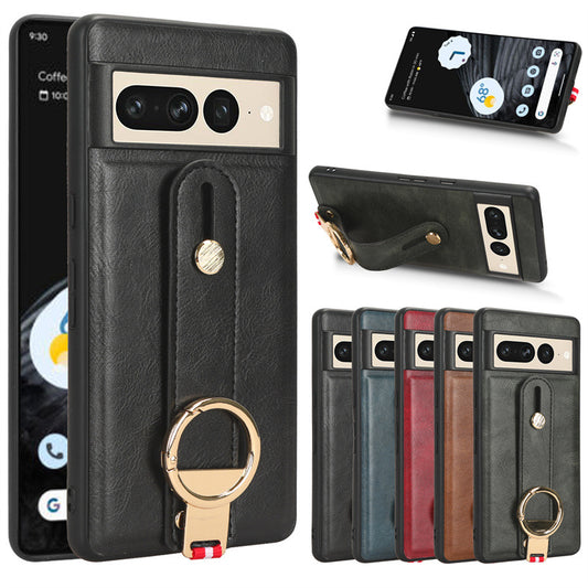 Luxury Lanyard PU Leather Phone Case With Fold Wristband For Google Pixel 8 7