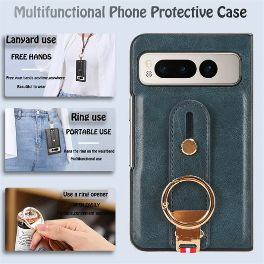 Luxury Lanyard PU Leather Phone Case With Fold Wristband For Google Pixel 8 7
