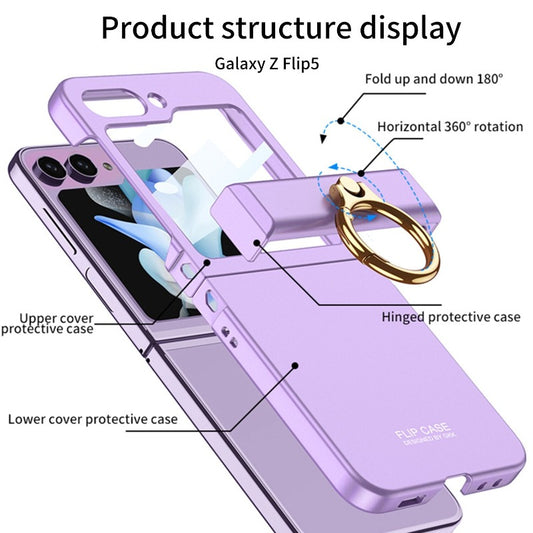 Ultra-thin Matte Phone Case With Ring Bracket For Samsung Galaxy Z Flip 5