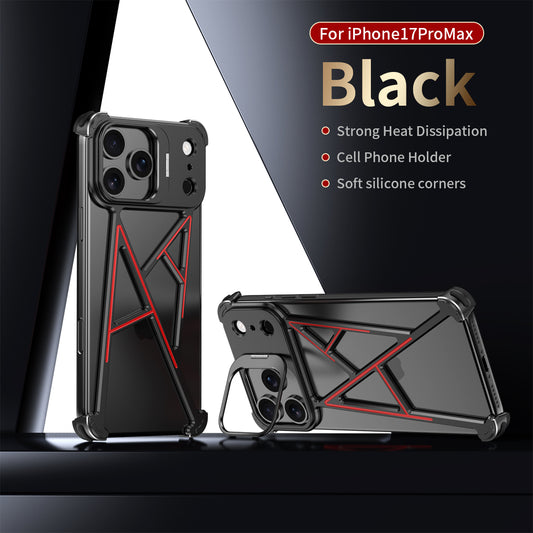 A-Shaped Metal Frame Bumper Phone Case With A Lens Bracket For iPhone