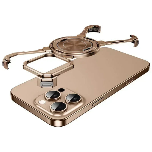 Metal Frameless Magnetic Magsafe Phone Case With  360° Rotating Bracket For iPhone