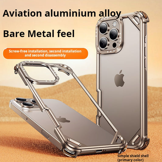 Minimalist Ultra-thin Aviation Aluminium Alloy Frameless hollow out Phone Case For iPhone