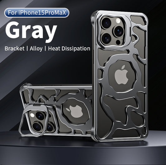 Hollow Heat Dissipation Titanium Metal Magnetic Phone Case For iPhone