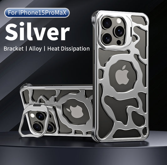 Hollow Heat Dissipation Titanium Metal Magnetic Phone Case For iPhone