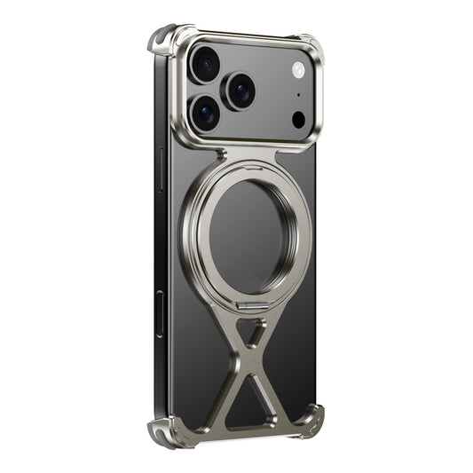 Hollow Out Heat Dissipation Aluminium Metal Case With Magnetic Rotation Bracket For iPhone