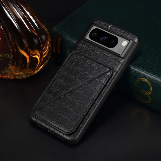 Insert Card Magnetic Hidden Bracket Leather Phone Case For Google Pixel 8 7