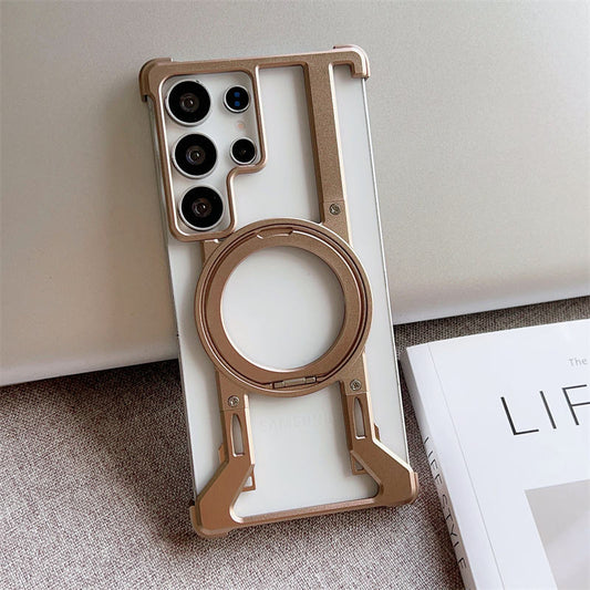 Luxury Metal Frameless Magnetic Stand Phone Case For Samsung Galaxy S25 S24