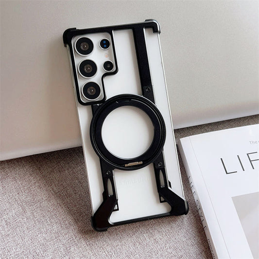 Luxury Metal Frameless Magnetic Stand Phone Case For Samsung Galaxy S25 S24