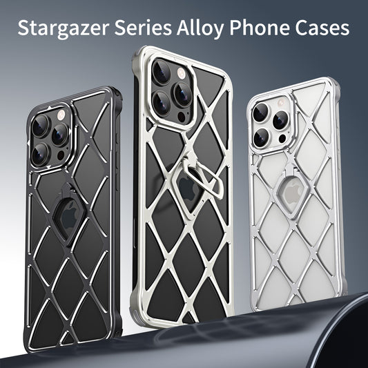 Luxury Ultra light  Alloy Hollow Heat Dissipation Metal Phone Case With invisible Bracket For iPhone
