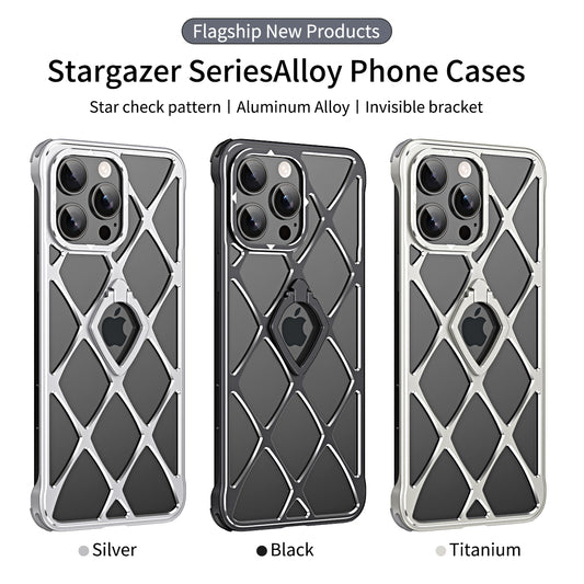 Luxury Ultra light  Alloy Hollow Heat Dissipation Metal Phone Case With invisible Bracket For iPhone