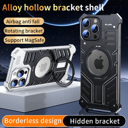 Magnetic Aluminum Alloy Aromatherapy Airbag Phone Case With 360° Degree Rotating Bracket For iPhone