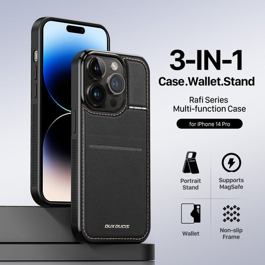 Magnetic Wireless Charging Phone Case With Card Holder Stand For iPhone