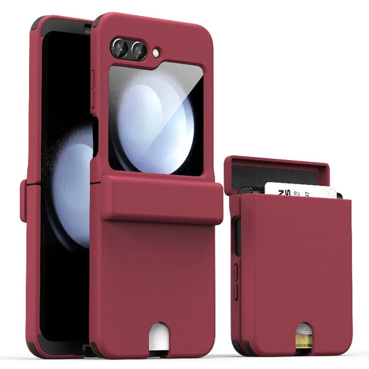 Magnetic Hinge Protect Hard PC Phone Case With Hidden Cards built-in Storage For Samsung Galaxy Z Flip 5
