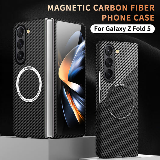 Magnetic Wireless Charging Carbon Fiber Phone Case For Samsung Galaxy Z Fold 5