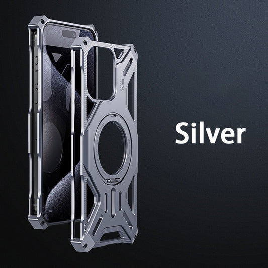 Magnetic Metal Aluminium Alloy Frameless Phone Case With 360° Stand For iPhone