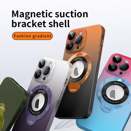Magsafe Fashion Gradient Phone Case With Color Bracket Magnetic Stand For iPhone