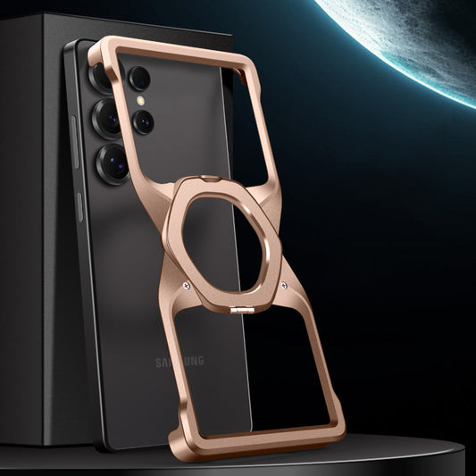 Metal Aluminum Frameless Magnetic Bracket Phone Case For Samsung Galaxy S25