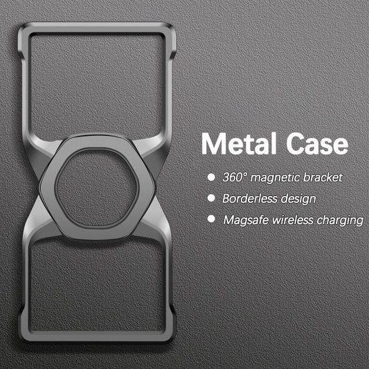 Metal Aluminum Frameless Magnetic Bracket Phone Case For Samsung Galaxy S25