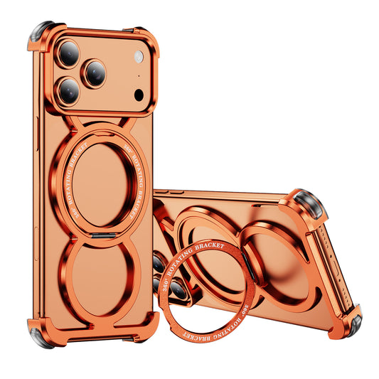 Metal Frame Aluminum Phone Case WIth 360° Rotate Holder For iPhone