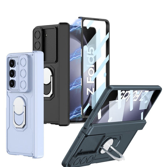 Magnetic Hinge Folding Stand Phone Case with Tempered Glass Screen For Galaxy Z Fold 5 4