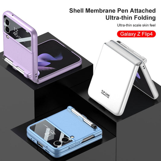Ultra-thin Scale Skin Feel Folding Phone Case With Pen For Samsung Galaxy Z Flip