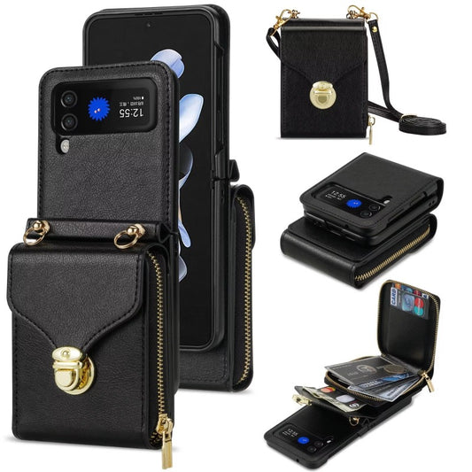 Crossbody Wallet Leather Phone Case With Card Slot Holder Lanyard For Samsung Galaxy Z Flip 5 4