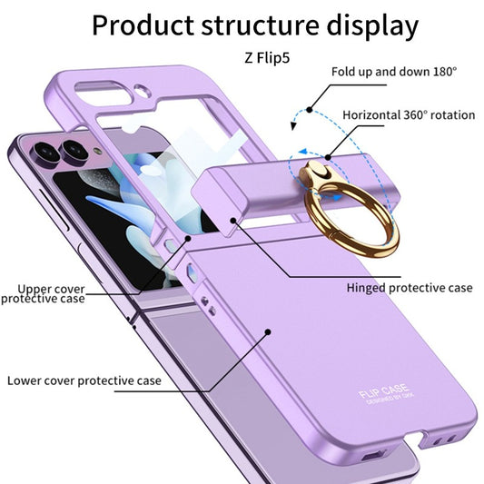 Shockproof Matte Hard PC Phone Case With Ring Holder For Samsung Galaxy Z Flip
