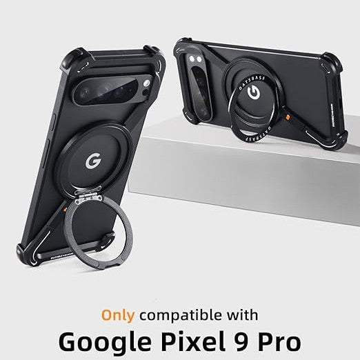 With MagSafe 360°Rotatable Magnetic Kickstand Metal Frameless Phone Case For Google Pixel 9