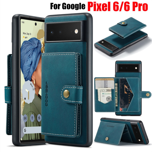 2 in 1 Detachable Leather Cover For Google Pixel 6 Pro Phone Case Wallet Card Holder Stand Magnetic Purse Wireless Charging