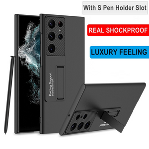 With S Pen Slot Stand Cover For Samsung Galaxy S22 Ultra S22 Plus 5G Case Luxury Ultra-thin Shockproof S21 Ultra Plus Cover Case