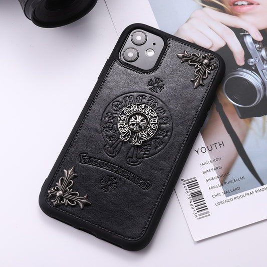 Luxury Leather Chrome Hearts Phone Case For iPhone