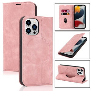 Leather Flip Wallet Phone Cover For iPhone 14 13 12Pro Max 13 12 Mini 14 Max Magsafe Wireless Charging Case
