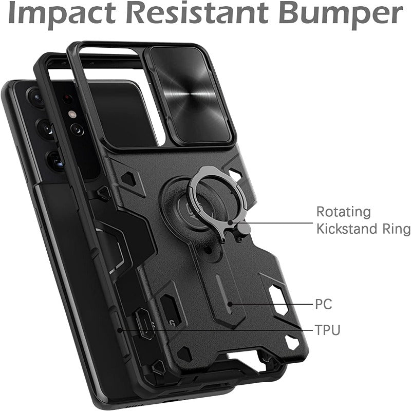 Galaxy S22 Ultra Case, Galaxy S21 Ultra CaseNillkin Camshield Armor for Samsung Galaxy S22 Samsung Galaxy S21 Ultra case with Camera Protection Cover with Kickstand Ring Holder - S22 Ultra Rugged Matte Military Grade Case 6.8’’