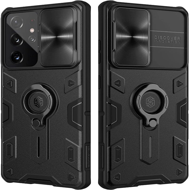 Galaxy S22 Ultra Case, Galaxy S21 Ultra CaseNillkin Camshield Armor for Samsung Galaxy S22 Samsung Galaxy S21 Ultra case with Camera Protection Cover with Kickstand Ring Holder - S22 Ultra Rugged Matte Military Grade Case 6.8’’