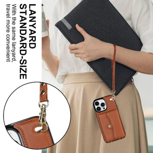 Crossbody Wallet Leather Phone Case for iPhone 13 14 11 Pro Max 13 12 Mini 14 Plus Multifunctio Wrist Strap Lanyard Cover