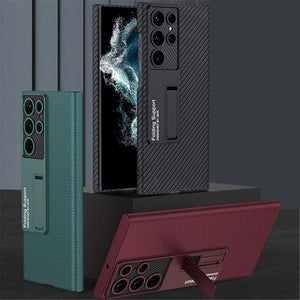 Luxury Ultra-thin Leather Cover For Samsung Galaxy S22 S23 Ultra 5G Case Camera Protection Shockproof Phone Case Coque Fundas