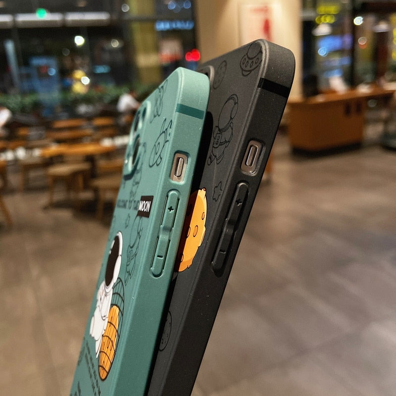For iPhone 14 13 12 11 Pro Max 14 13 11 12 Pro Max Astronaut Cartoon Frame Phone Case Slim Fit Shockproof Full Body Cover Protective Case Soft TPU Full Shockproof Silicone Case For iPhone 13 14 12 11 iPhone 13 12 Mini Cover