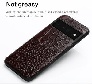 Phone Case for Google Pixel 7 6 Pro 6A 6 Luxury Genuine Cowhide Leather 360 Full Protective Back Cover