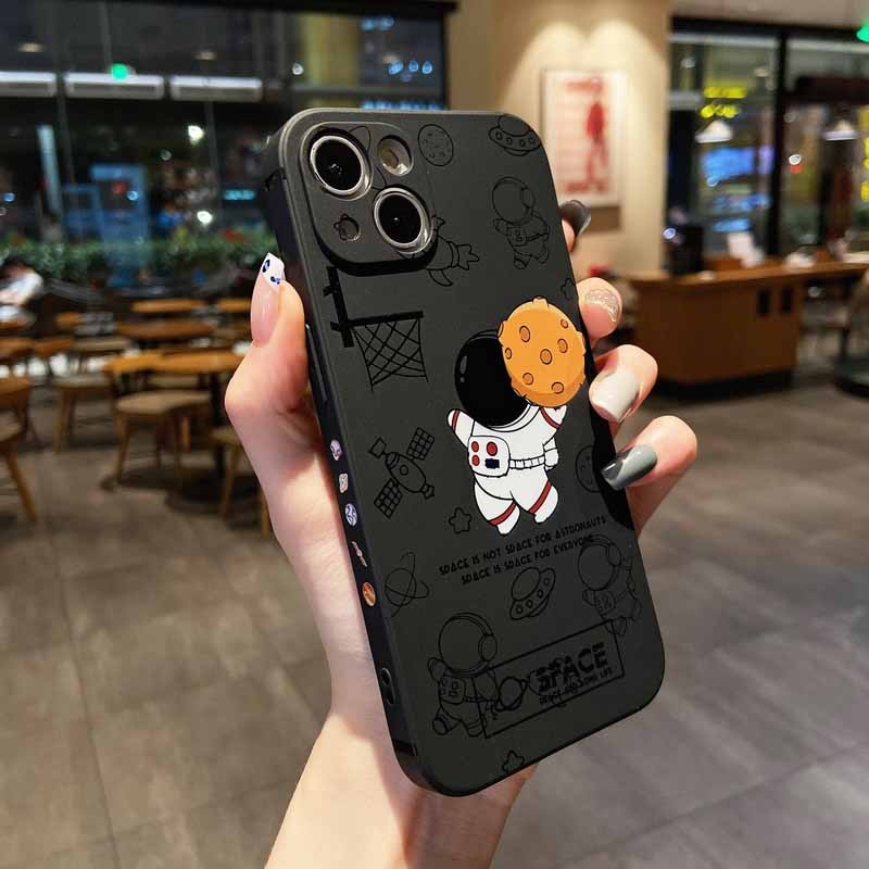 For iPhone 14 13 12 11 Pro Max 14 13 11 12 Pro Max Astronaut Cartoon Frame Phone Case Slim Fit Shockproof Full Body Cover Protective Case Soft TPU Full Shockproof Silicone Case For iPhone 13 14 12 11 iPhone 13 12 Mini Cover