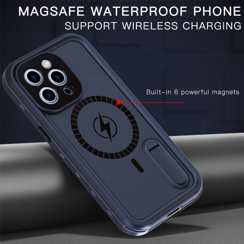 Waterproof Case for iPhone 13 Pro Max with Mag-Safe Charging, Built-in Screen Protector and Kickstand, Magnetic Heavy Duty Shockproof for Apple iPhone 13 Promax